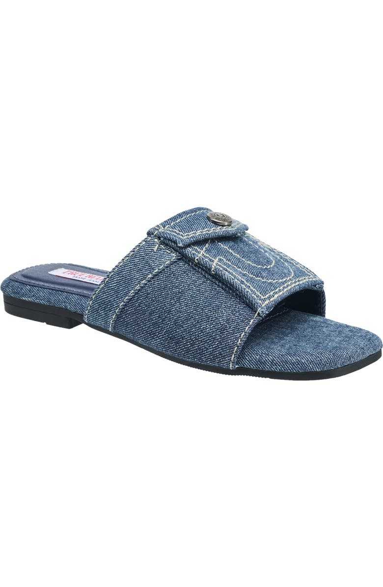 True Religion Jean Pocket Sandal, Main, color, Denim