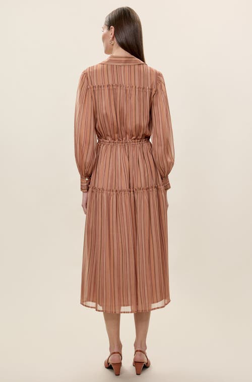Rebecca Taylor Celeste Stripe Dress In Brown
