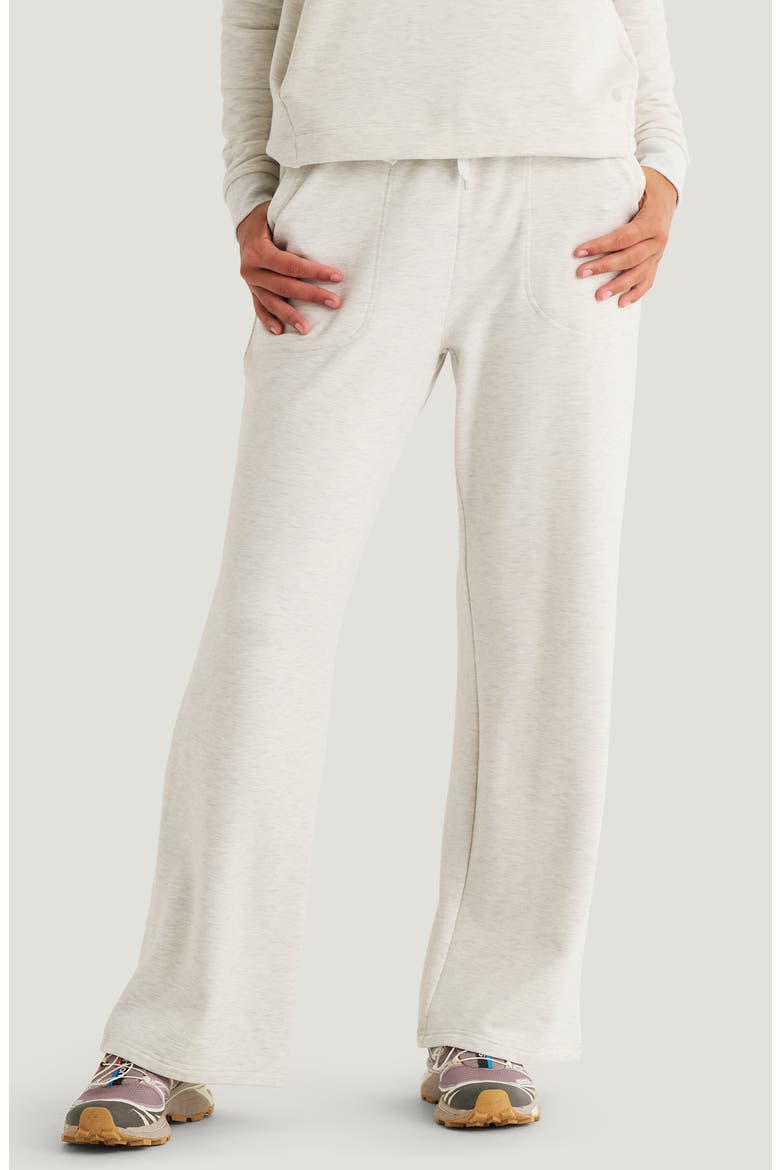Lightweight Fleece Wide Leg Pants, Main, color, OFF WHITE HEATHER