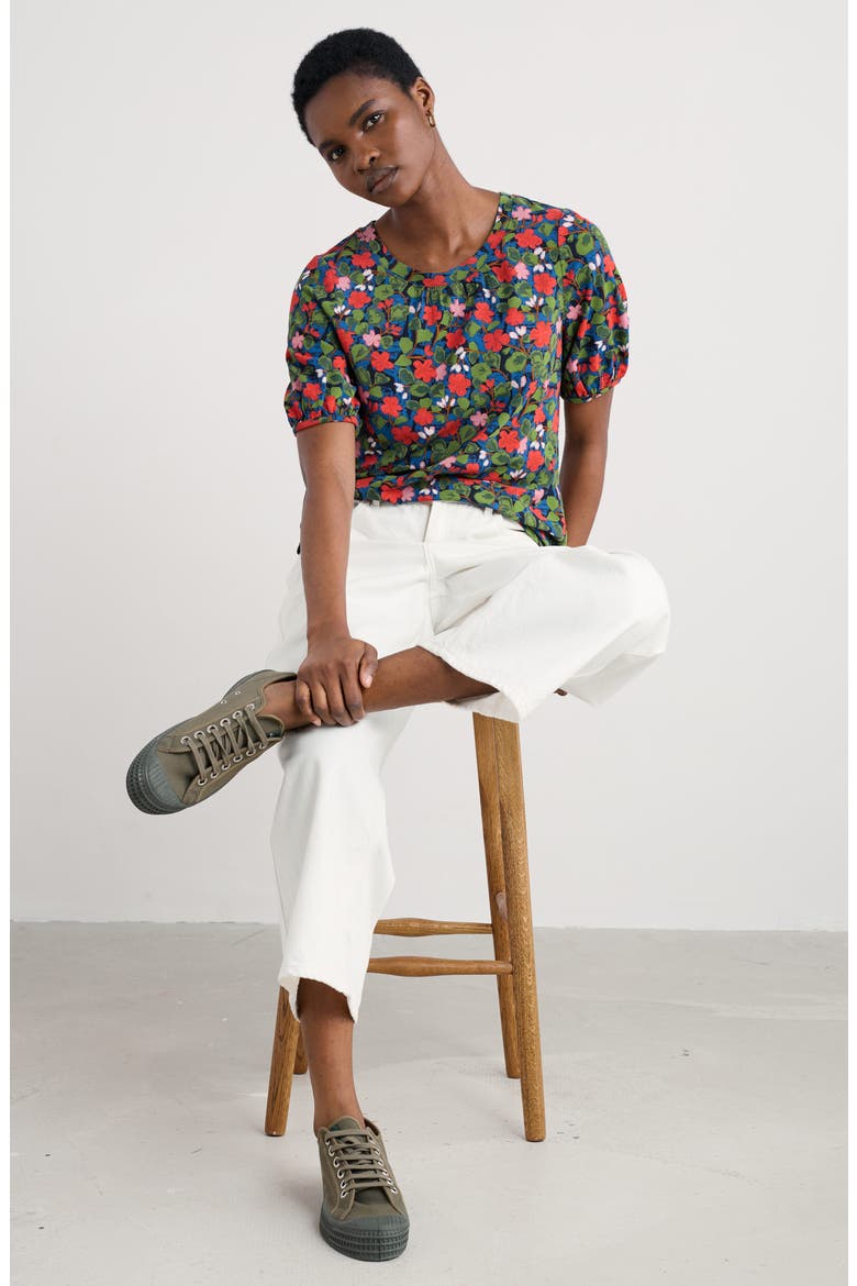 Seaberry Floral Puff Sleeve Top, Alternate, color, HOUSEPLANT MARITIME