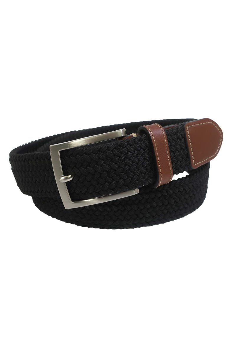 Stretch Braid with Full Grain Leather Tips, Alternate, color, Black