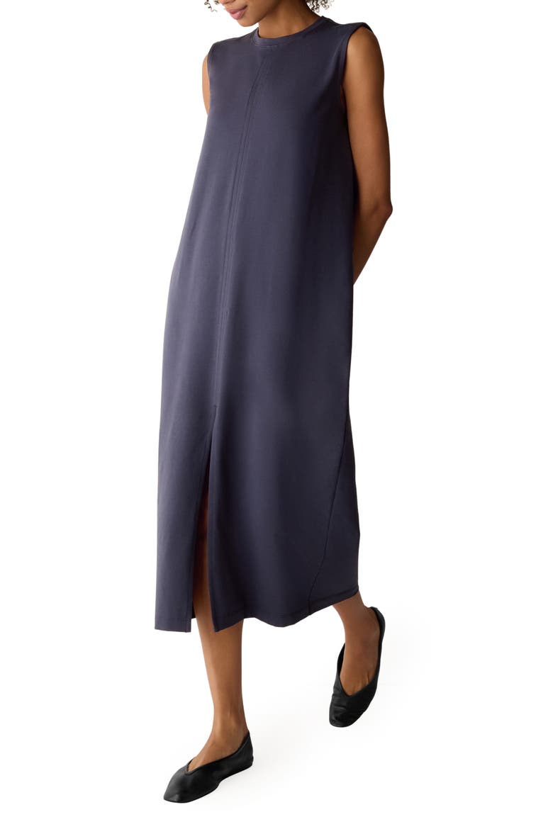 Crew Neck Front Slit Midi Dress, Main, color, INK