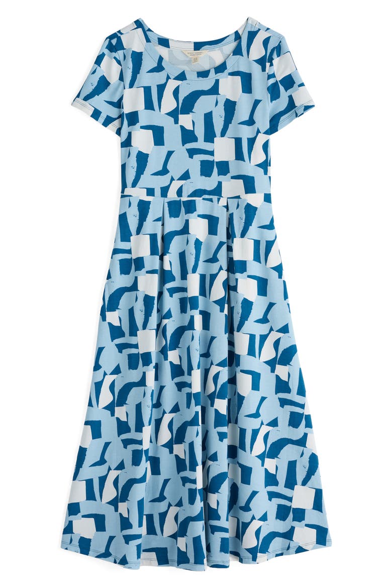 Veronica Geo Print Stretch Organic Cotton Jersey Midi Dress, Alternate, color, TORN SHAPES SAILOR