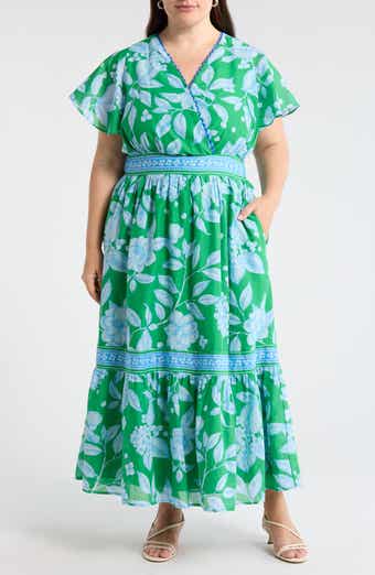 Verbena Floral Ingrida Surplice Midi Dress