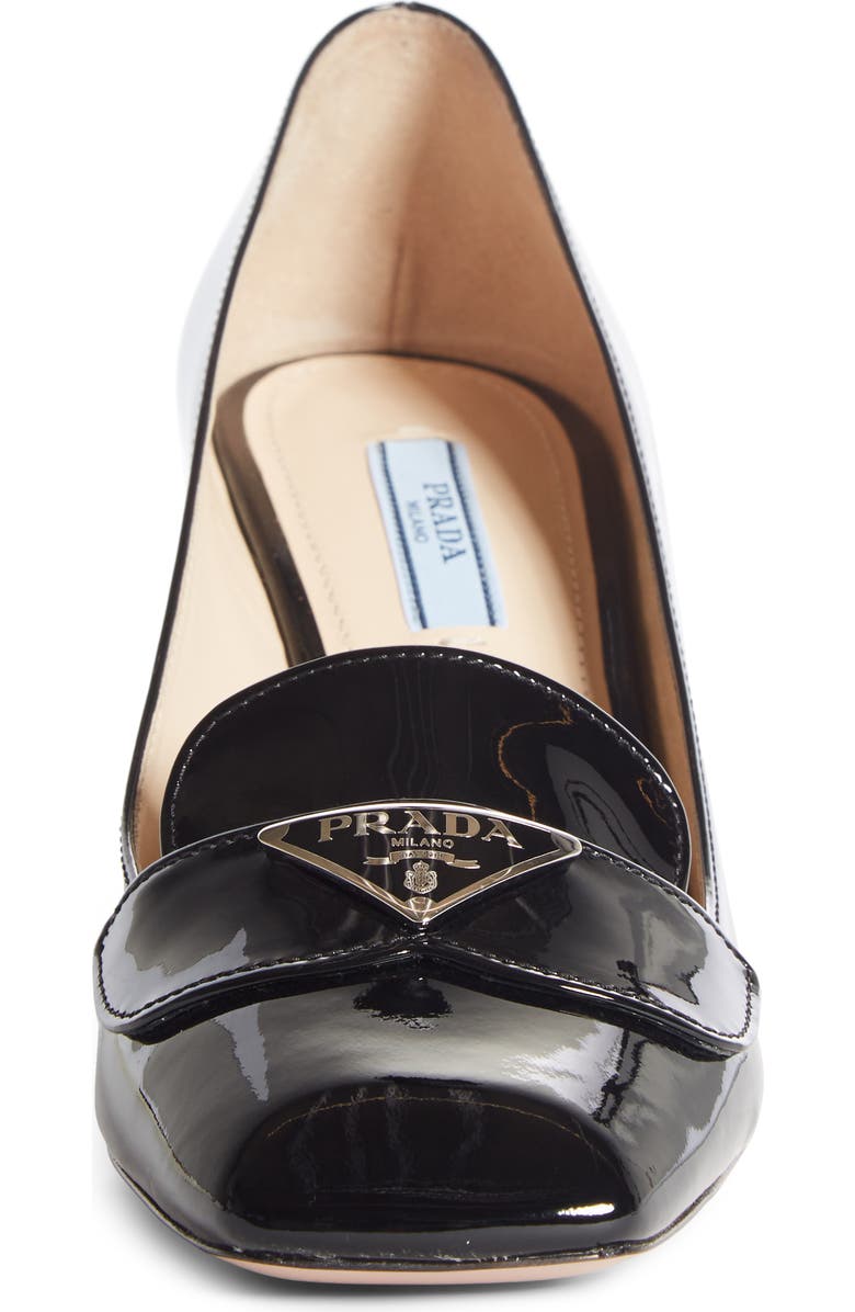 Prada Logo Plaque Block Heel Loafer Pump, Alternate, color,