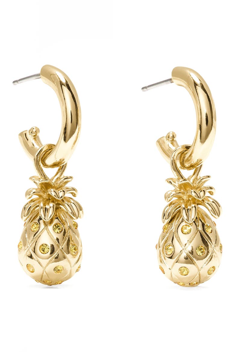 pineapple drop hoop earrings, Main, color, LIGHT TOPAZ