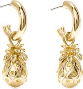 Kate Spade New York pineapple drop hoop earrings