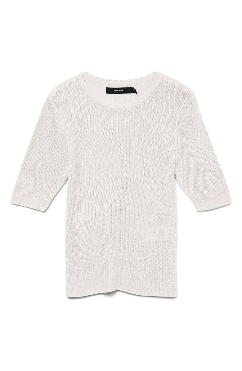 VERO MODA Newlexsun Scallop Sweater, Main, color, Snow White