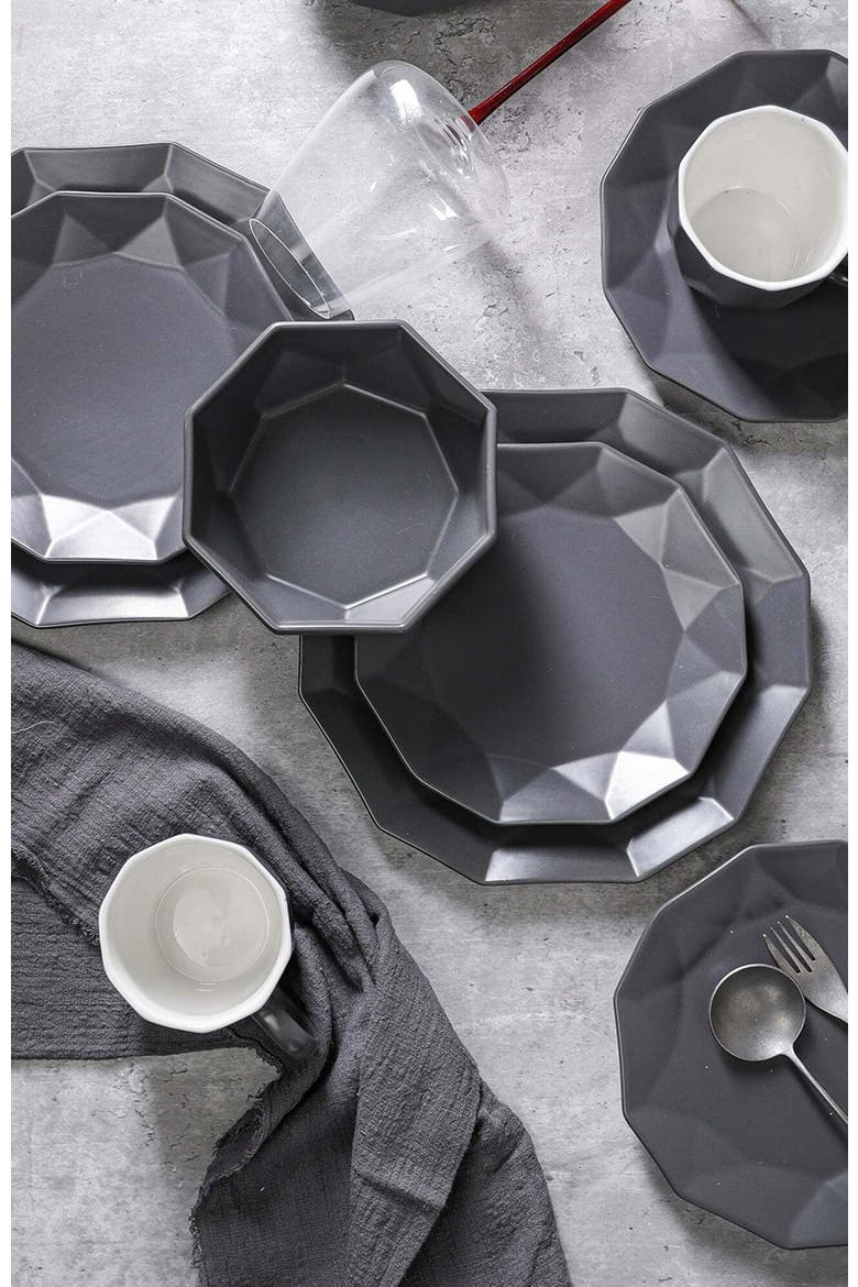 Jamie Porcelain 16-Piece Dinnerware Set, Alternate, color, Grey