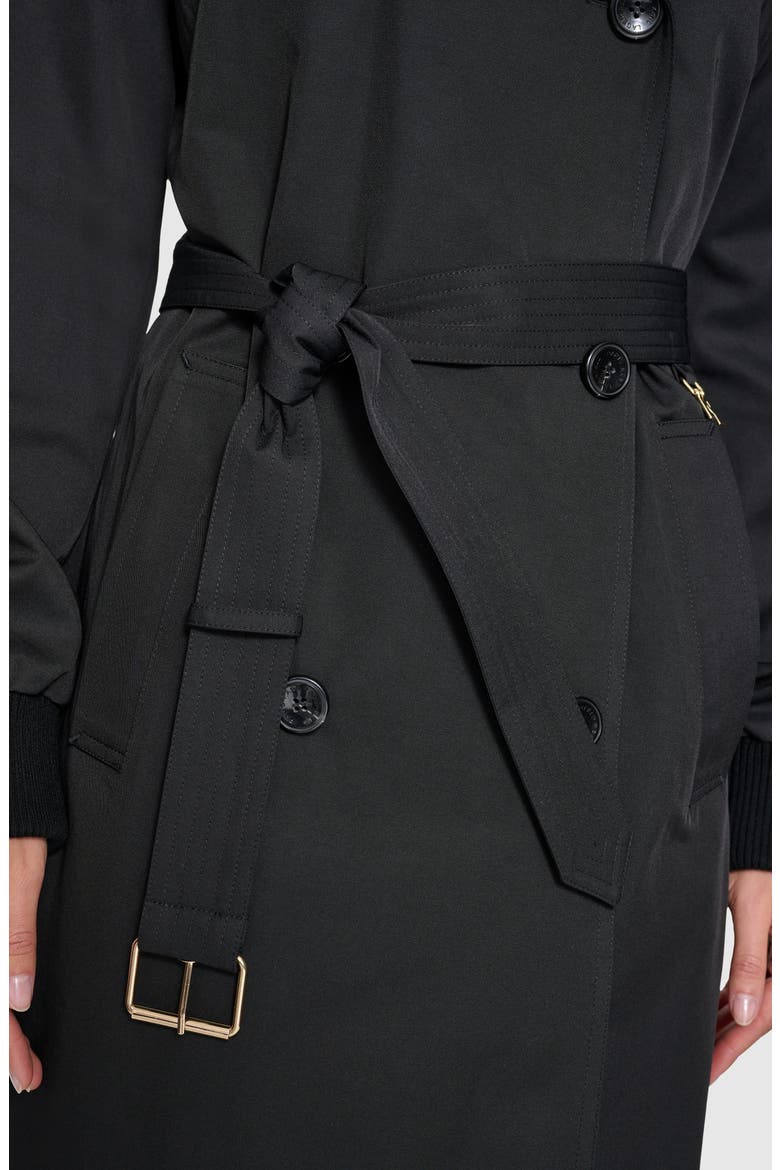 Double Breasted Gabardine Trench Coat, Alternate, color, BLACK