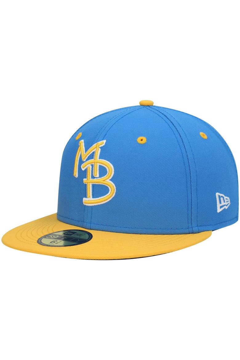 Men's New Era Light Blue Myrtle Beach Pelicans Authentic Collection Team Alternate 59FIFTY Fitted Hat, Main, color, Royal