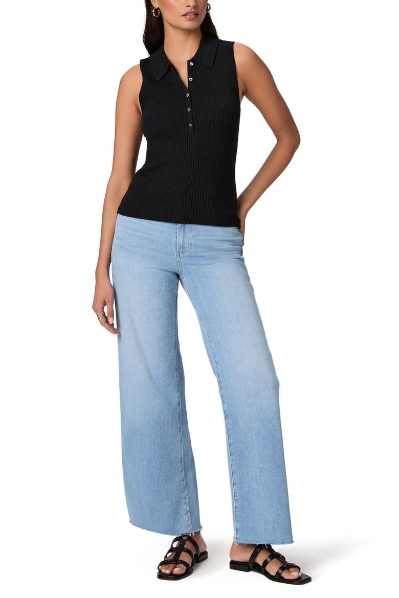 Vesta Rib Sleeveless Polo, Alternate, color, BLACK