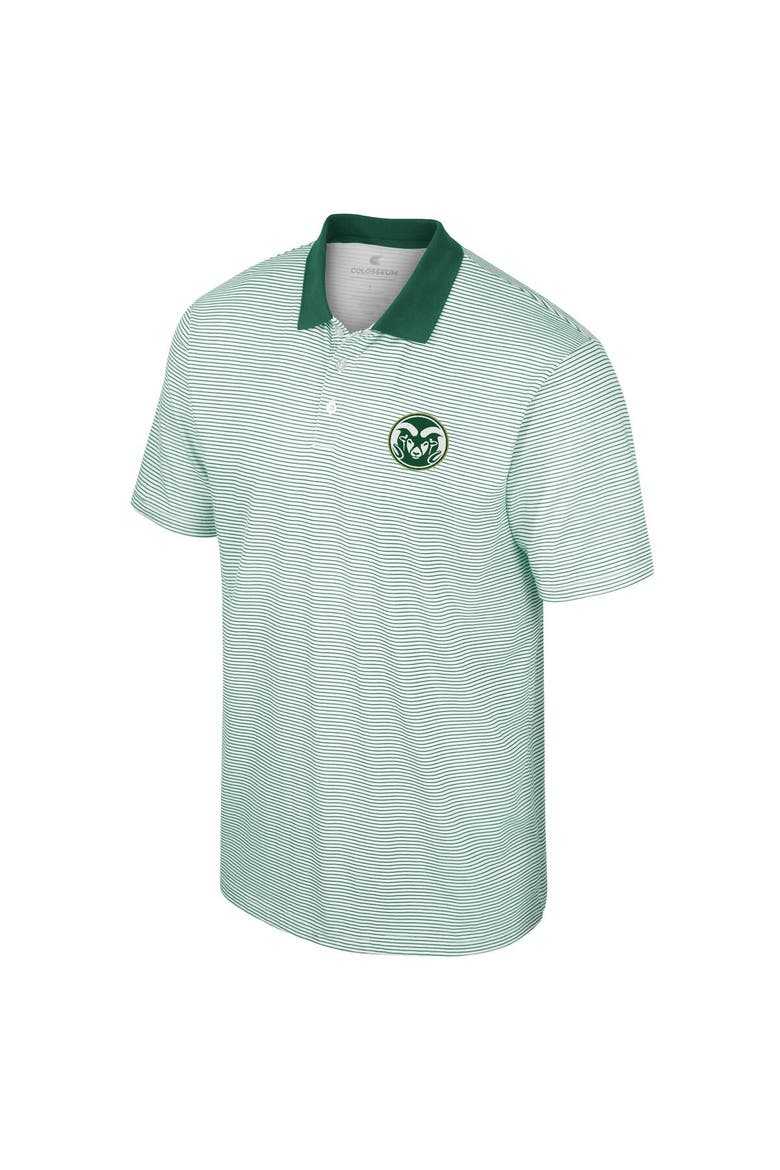 Men's Colosseum White Colorado State Rams Print Stripe Polo, Alternate, color, White