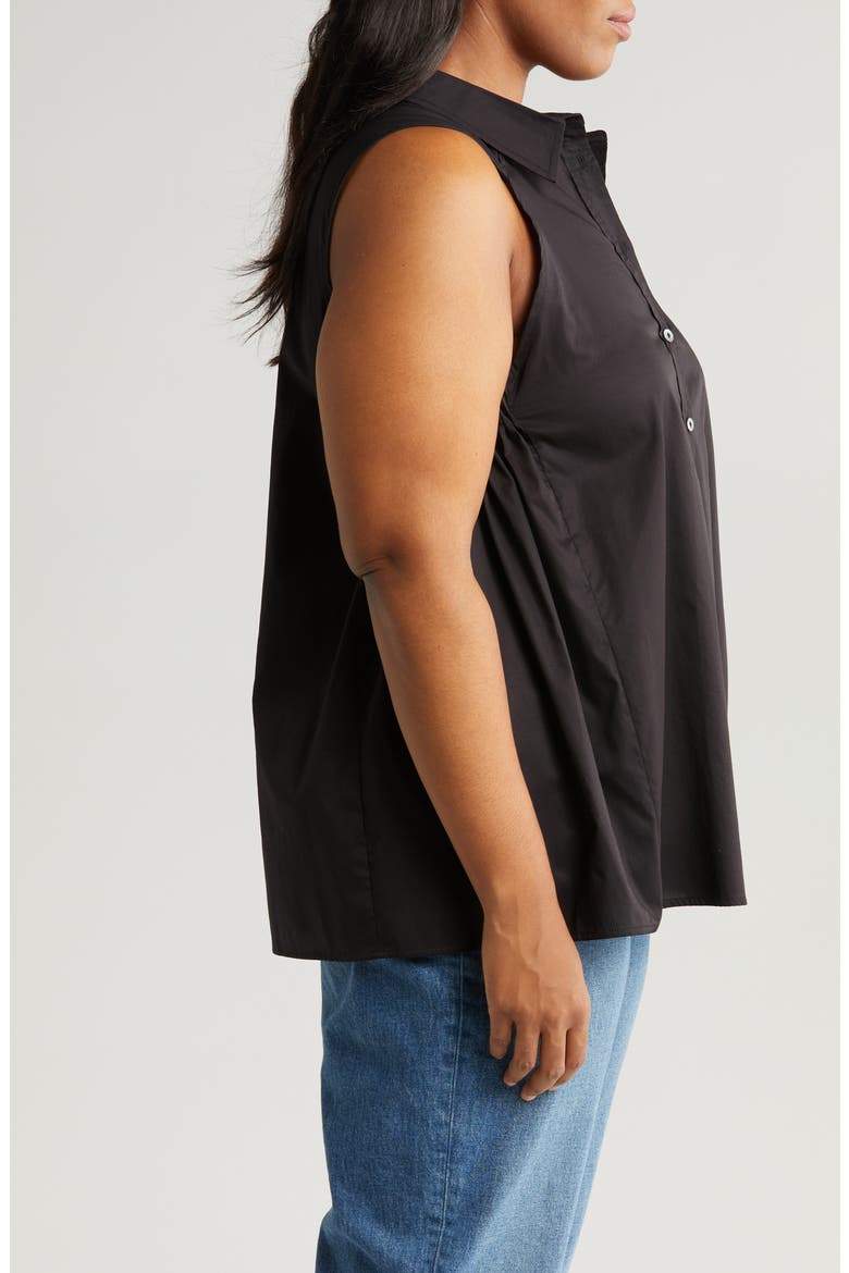 Ziva Sleeveless Button-Up Shirt, Alternate, color, BLACK