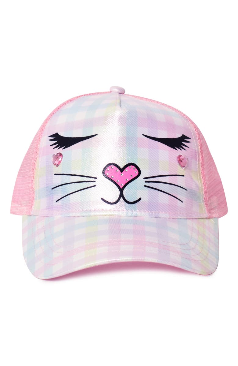 OMG Accessories Kids' Gingham Trucker Hat, Main, color, 