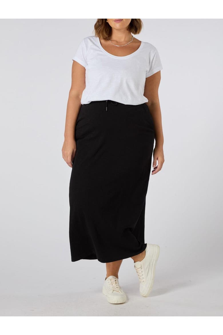 Jersey Midi Skirt, Alternate, color, Black