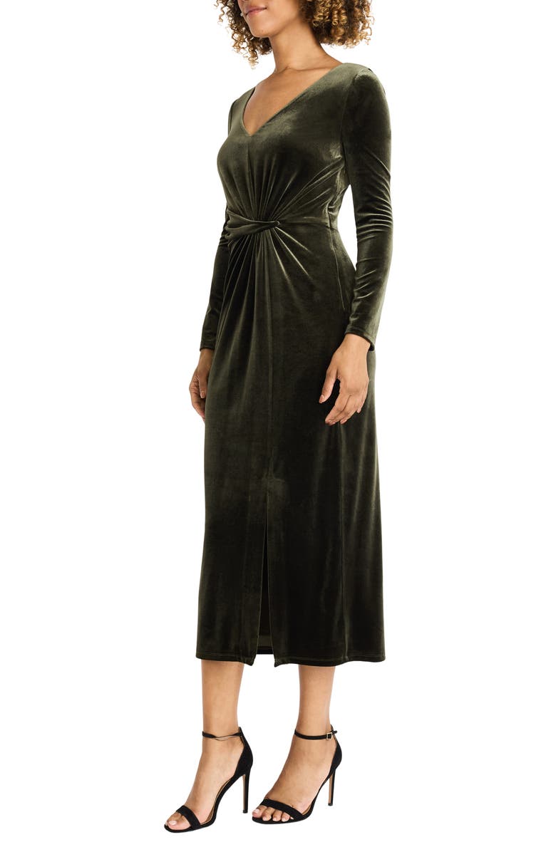 Maggy London Long Sleeve Velvet Midi Dress, Alternate, color, Rosin