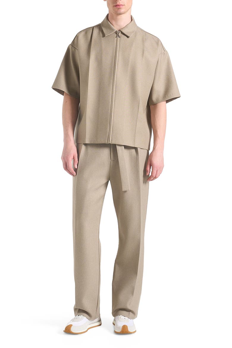 Louis Relaxed Fit Belted Tailored Trousers, Alternate, color, Beige