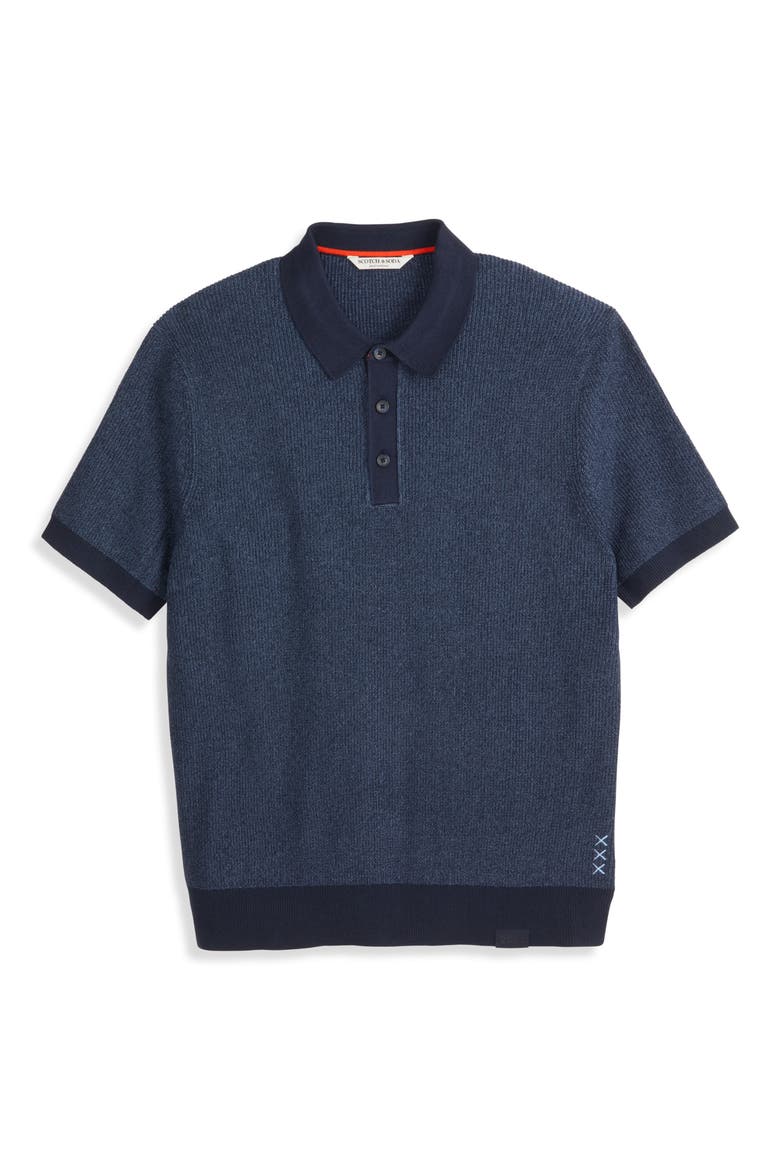 Recycled Cotton Blend Polo Sweater, Main, color, SKY CAPTAIN