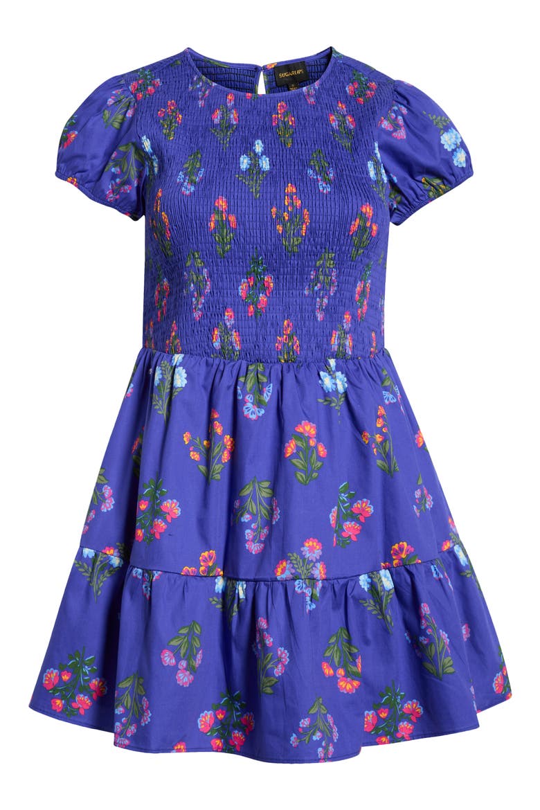 Clemen Floral Print Minidress, Alternate, color, NAVY