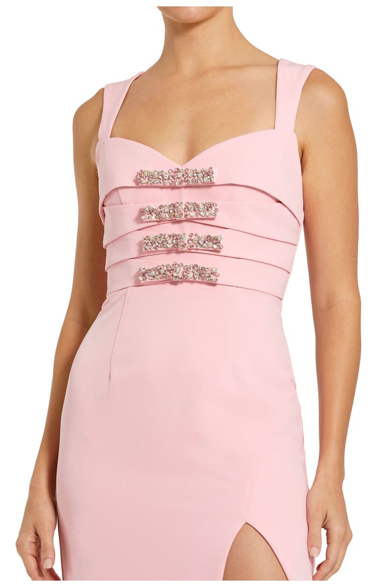 Mac Duggal Sleeveless Crepe Gown With Embellished Bows, Alternate, color, Blush