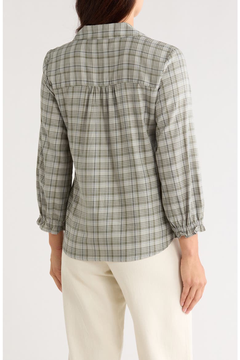 Plaid Three-Quarter Sleeve Shirt, Alternate, color, WINTER GREEN