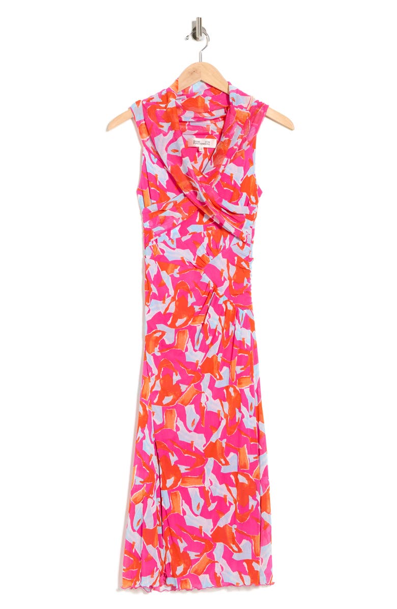 Diane von Furstenberg Lovina Sleeveless Mesh Body-Con Dress, Main, color, Island Camo Small Pink