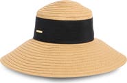 Vince Camuto Oversize Ribbon Down Brim Woven Hat