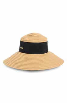 Vince Camuto Oversize Ribbon Down Brim Woven Hat