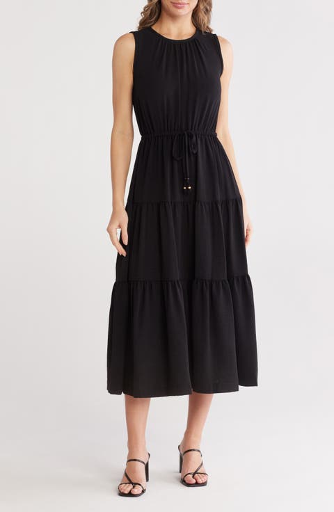 Sleeveless Tiered A-Line Midi Dress