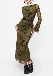Disturbia Jael Flocked Devoré Midi Dress