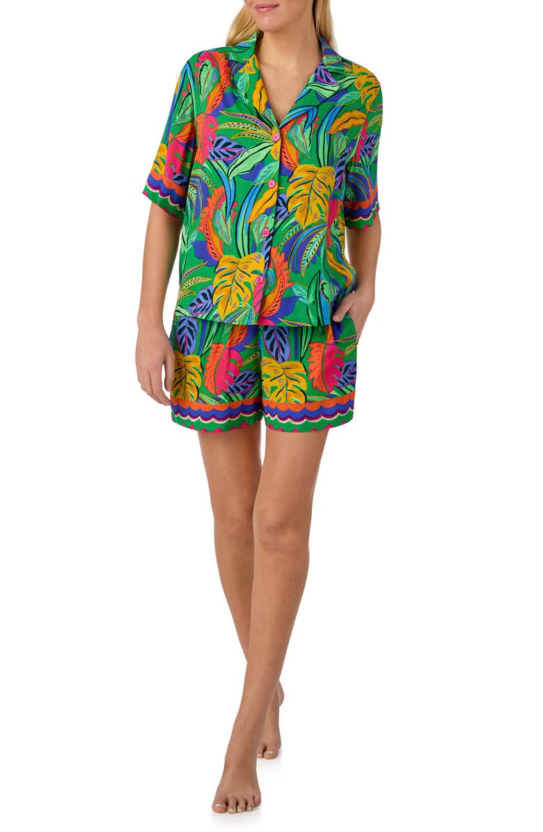 Room Service Pjs Print Short Pajamas, Main, color, Green Multi