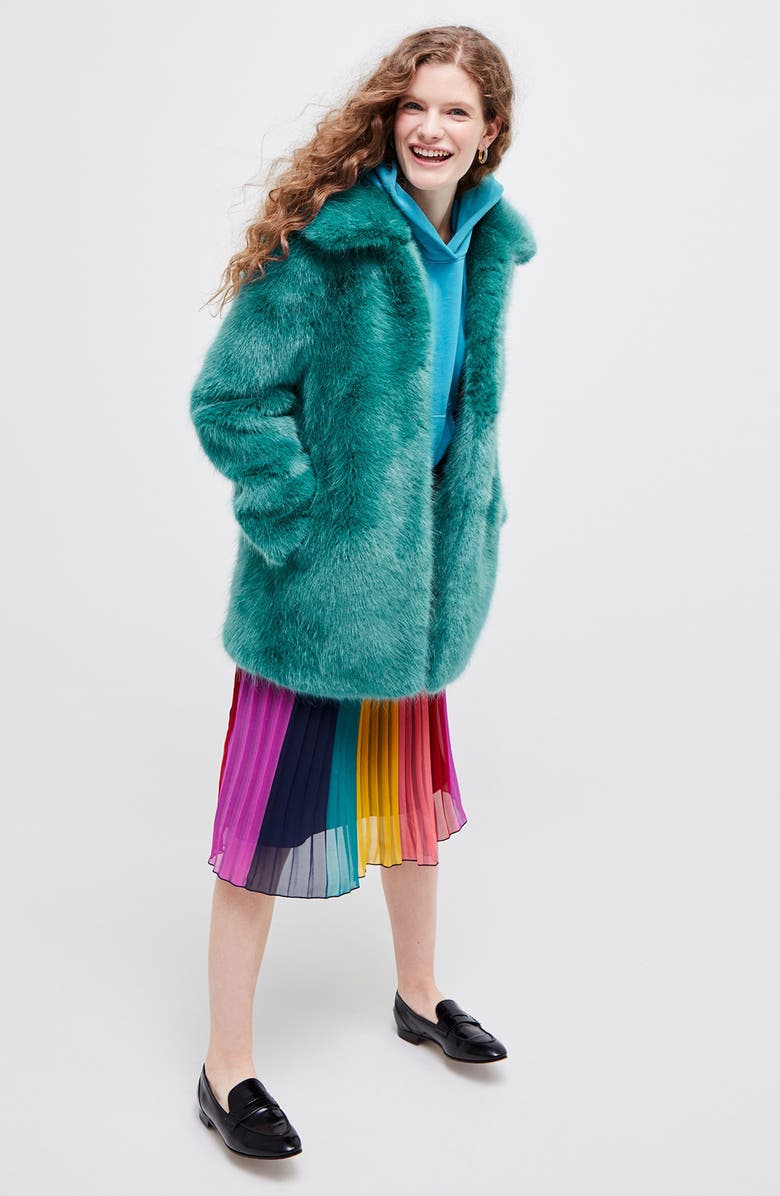 J.Crew Collection Faux Fur Coat, Alternate, color,