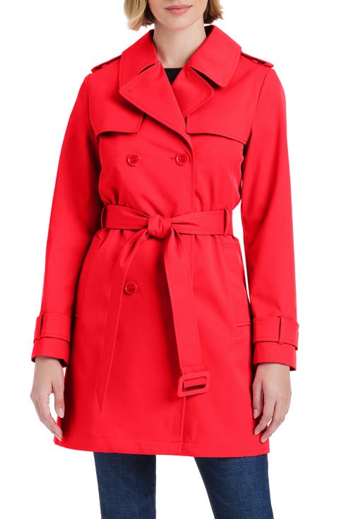water resistant double breasted belted trench coat