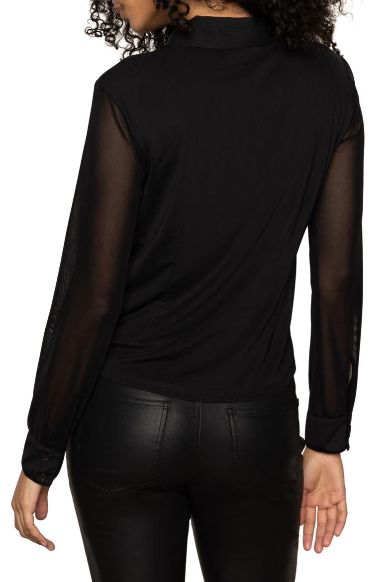 Mesh Button-Up Shirt, Alternate, color, BLACK