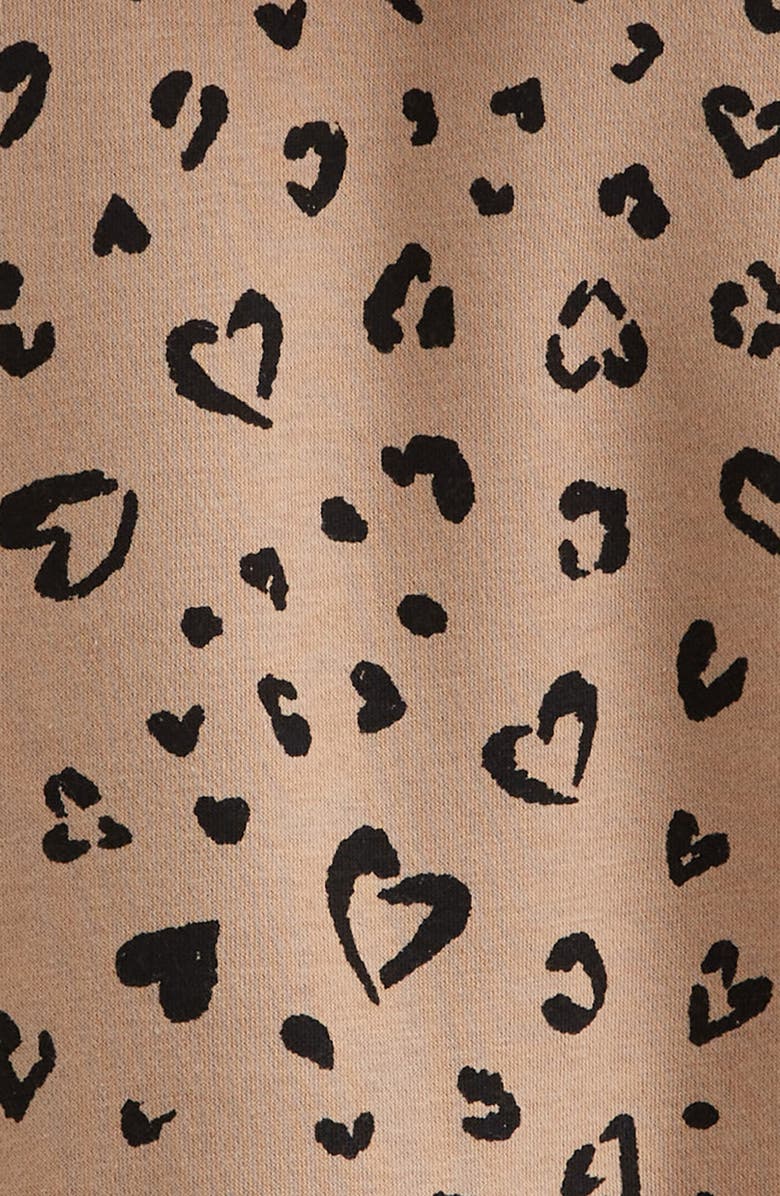 Tucker + Tate Kids' Long Sleeve Hooded Fleece Sweatshirt Dress, Alternate, color, Tan Natural Leopard Hearts