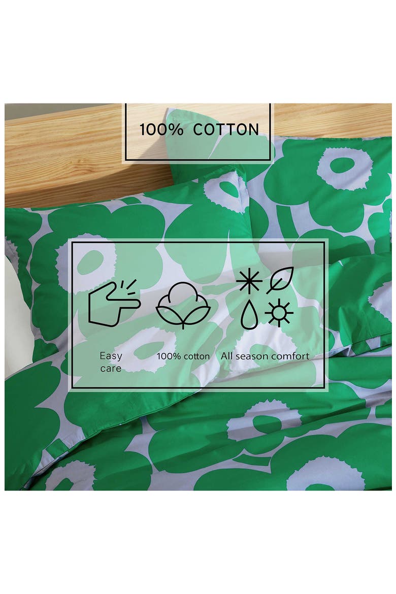 Unikko Cotton Percale Duvet Cover & Shams Set, Alternate, color, MEDIUM / DARK GREEN