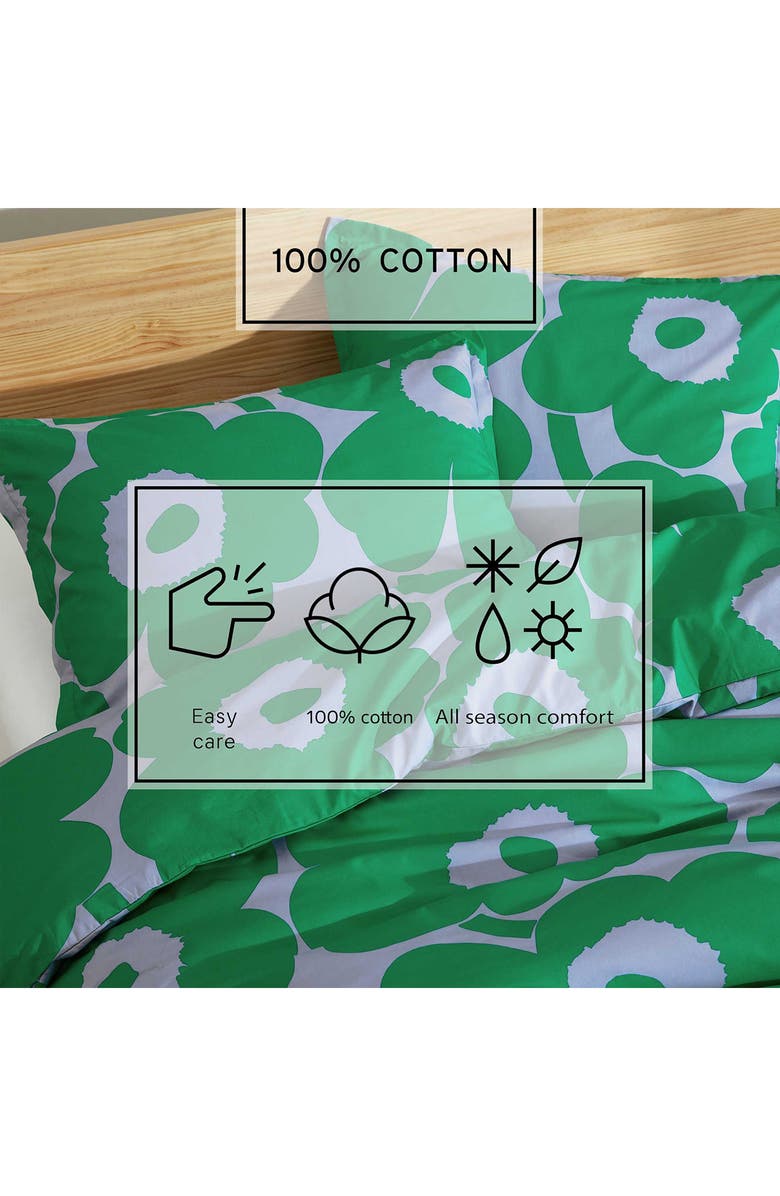 Marimekko Unikko Cotton Percale Duvet Cover & Shams Set, Alternate, color, Medium / Dark Green