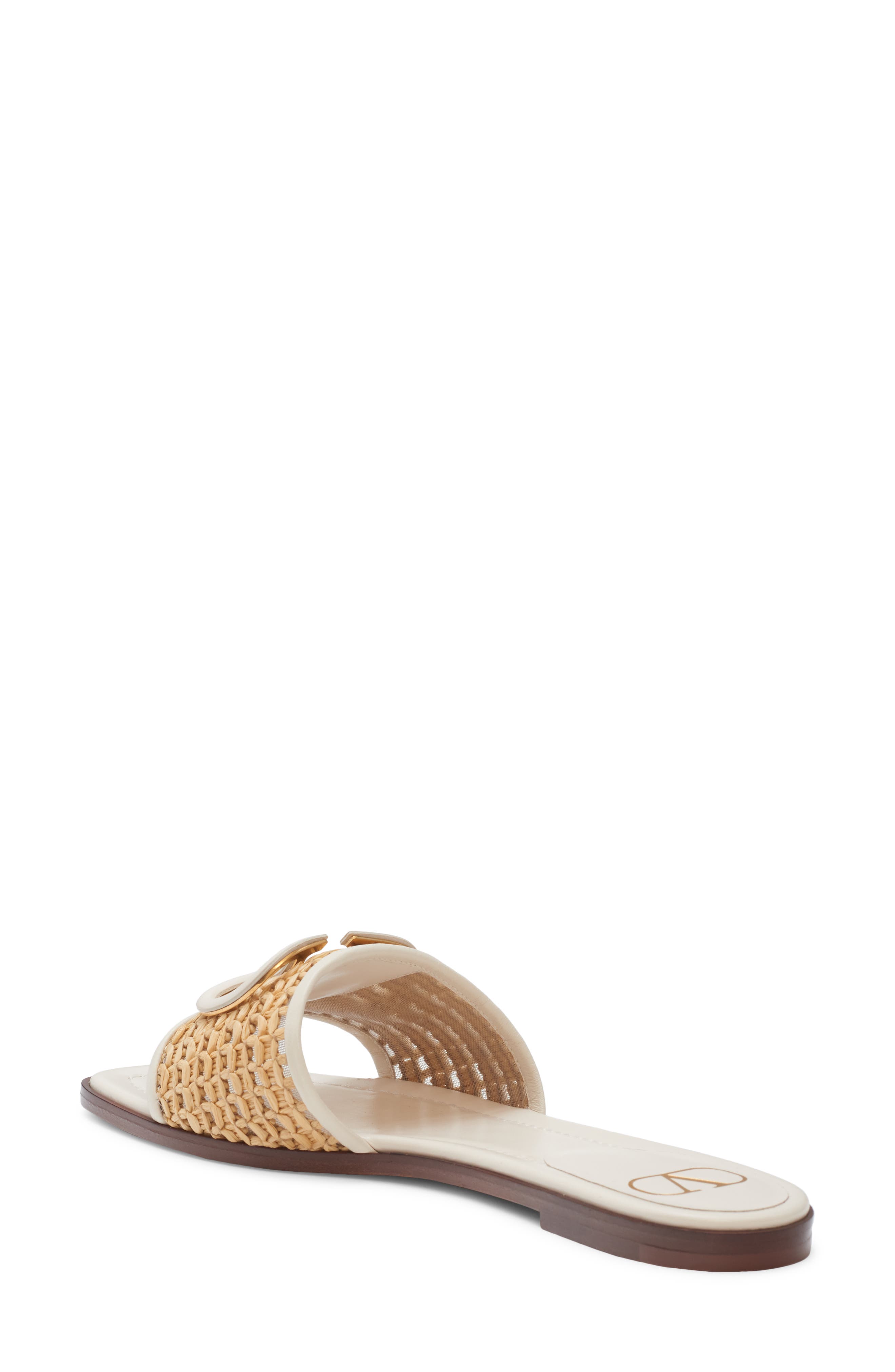 Valentino Garavani VLOGO Raffia Slide Sandal, Alternate, color, 