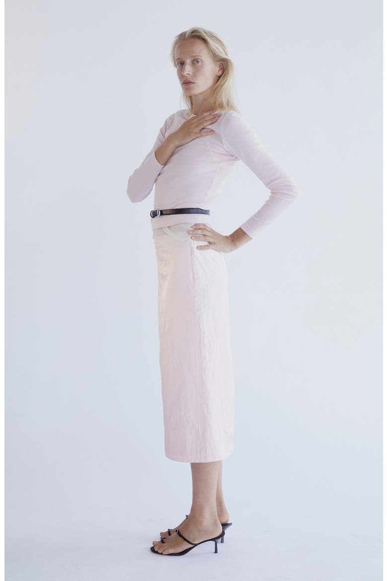 Metallic Satin Midi Skirt, Alternate, color, PASTEL PINK