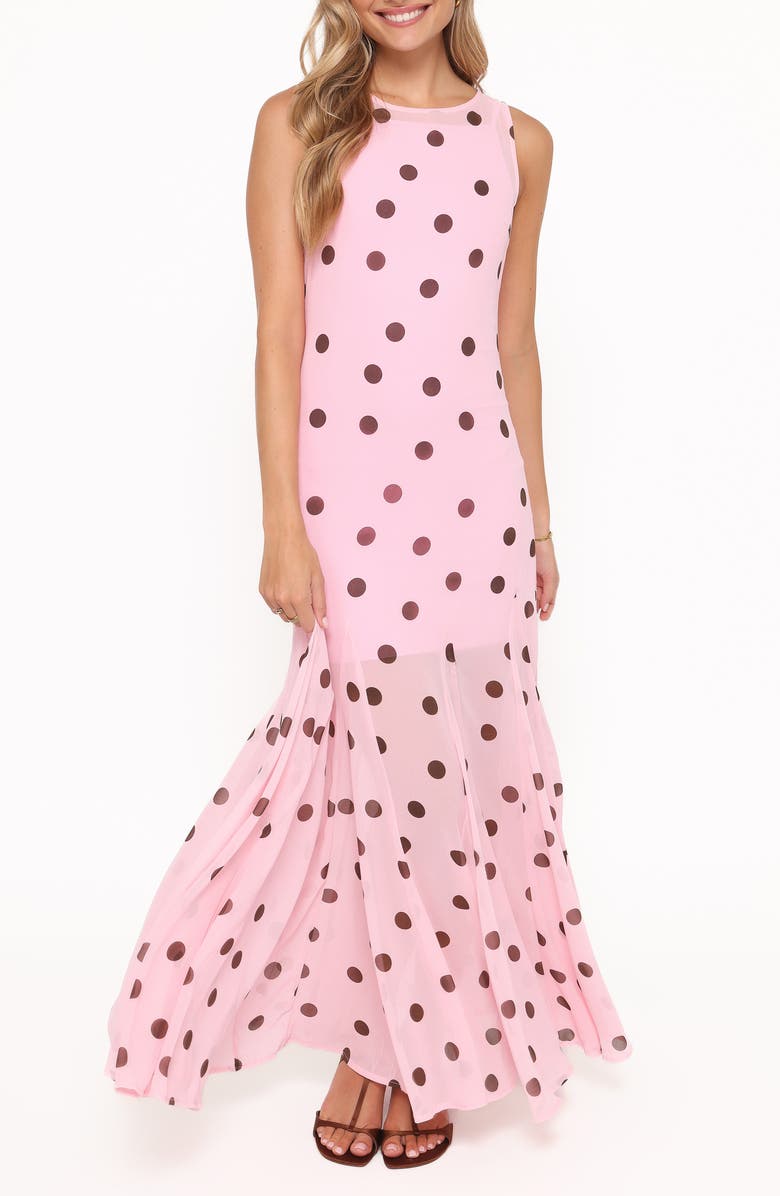 Petal & Pup Keani Print Maxi Dress, Main, color, Pink Polka Dot