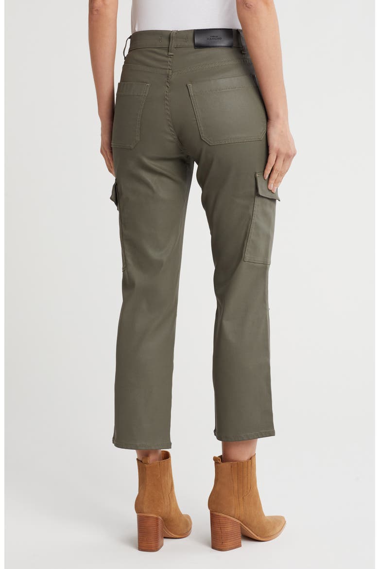 Logan Coated High Waist Ankle Straight Leg Cargo Pants, Alternate, color, SAGE COATED
