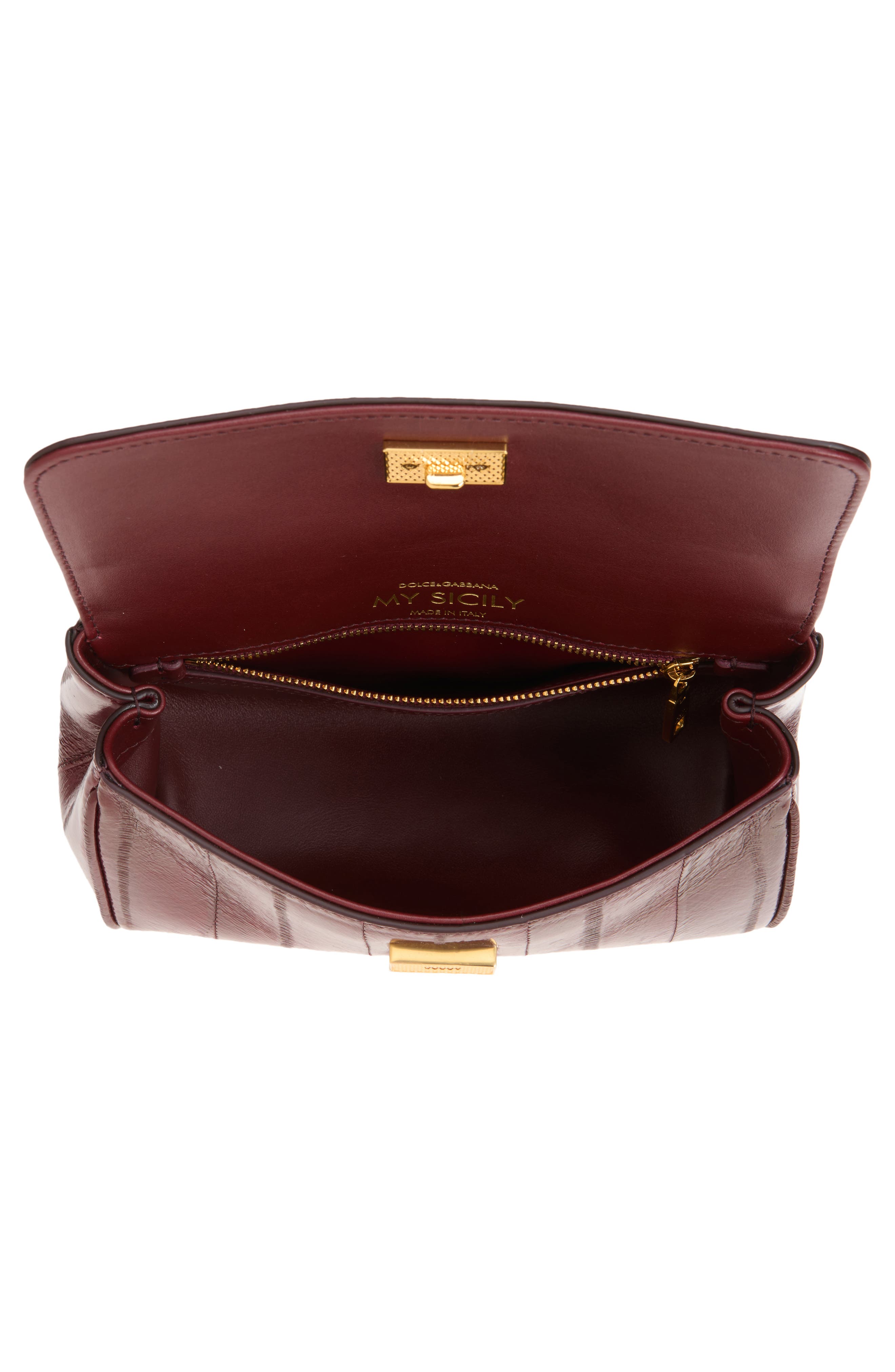 Small Sicily Anguilla Eel Skin Top Handle Bag, Alternate, color, AMARENA 1