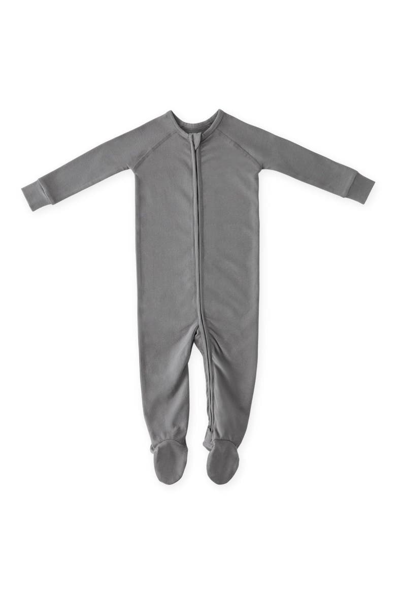 Fitted Organic Cotton One-Piece Footie Pajamas, Main, color, CHARCOAL