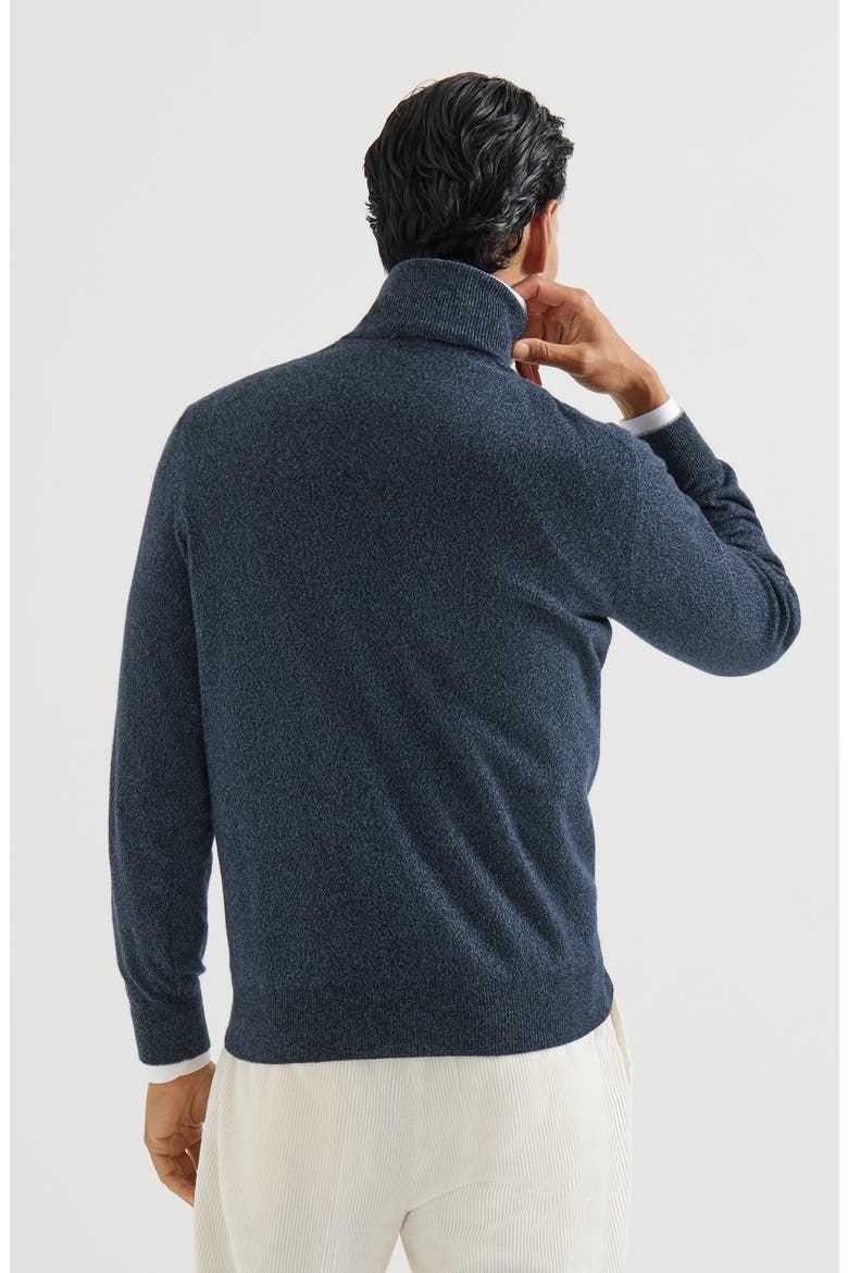 Mouliné cashmere turtleneck sweater, Alternate, color, Denim