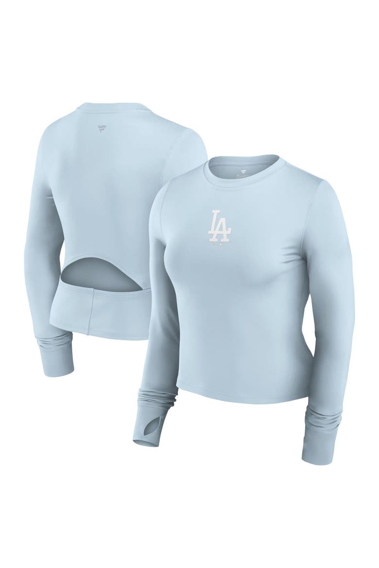 Women's Fanatics Light Blue Los Angeles Dodgers Studio Fitted Long Sleeve Gym Top, Main, color, Light Blue