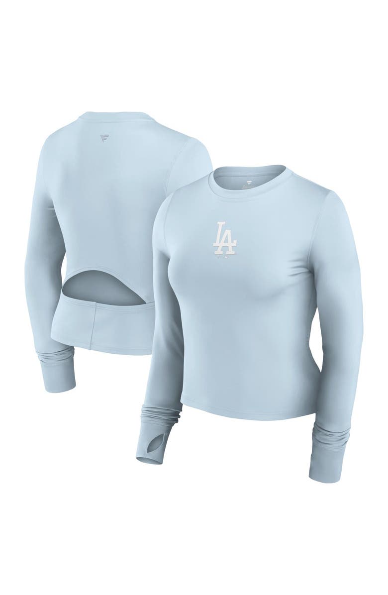 FANATICS Women's Fanatics Light Blue Los Angeles Dodgers Studio Fitted Long Sleeve Gym Top, Main, color, Light Blue