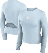 FANATICS Women's Fanatics Light Blue Los Angeles Dodgers Studio Fitted Long Sleeve Gym Top