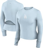 FANATICS Women's Fanatics Light Blue Los Angeles Dodgers Studio Fitted Long Sleeve Gym Top