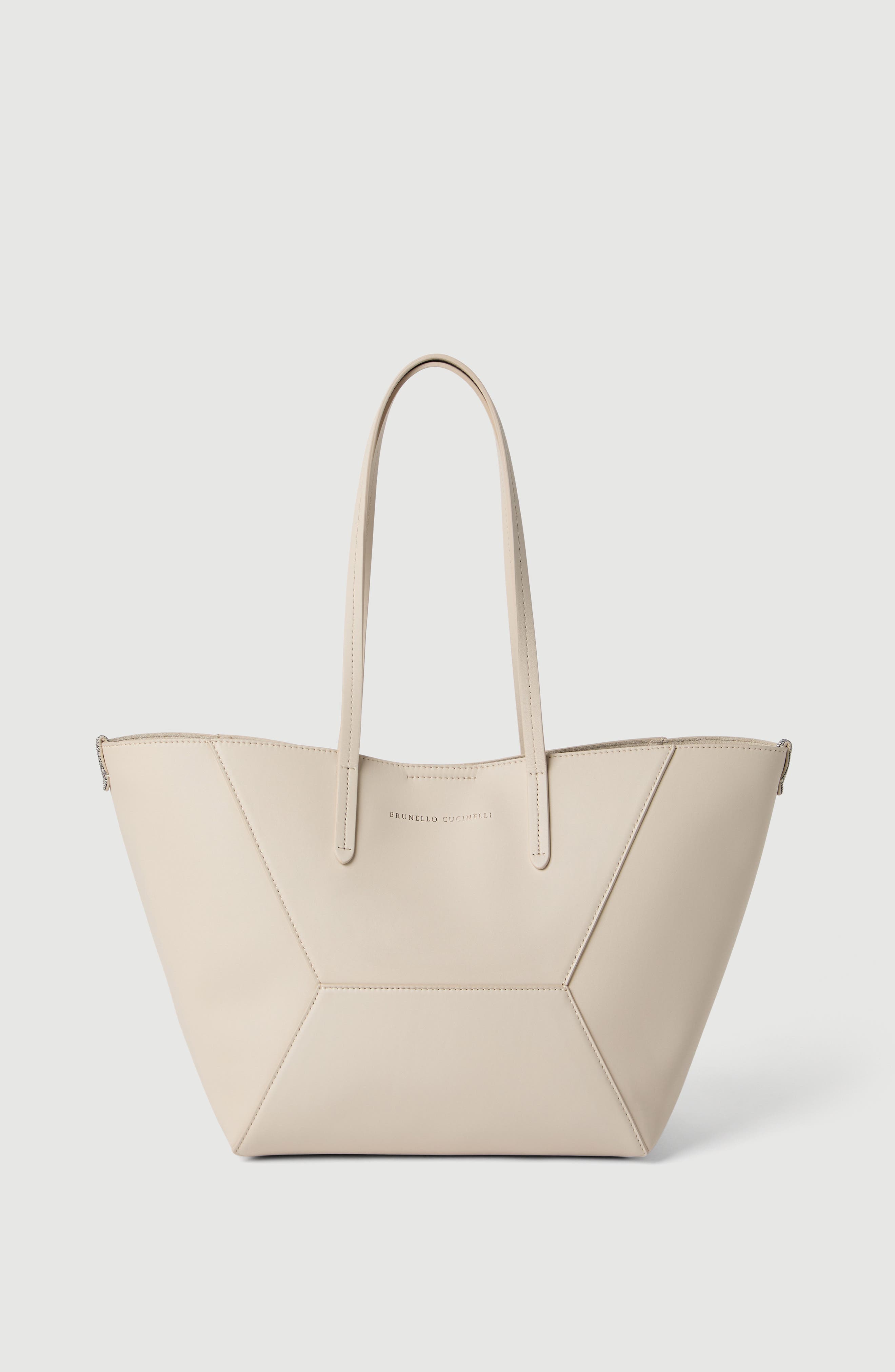 Brunello Cucinelli Calfskin small BC Duo bag, Alternate, color, Ivory